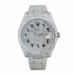 Rolex Datejust 116300 White Gold Diamond Arabic Dial Iced Out Replica